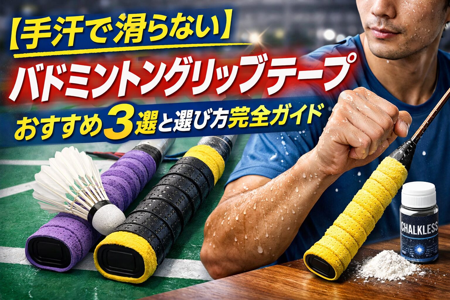 【手汗で滑らない】バドミントングリップテープおすすめ3選と選び方完全ガイド